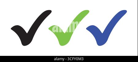 Set di icone verificate con indicatori di controllo colorati Illustrazione Vettoriale