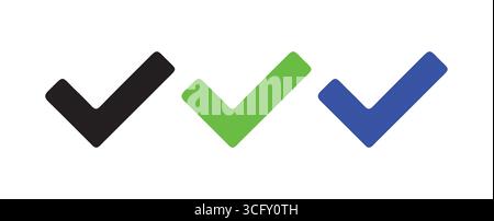 Set di icone verificate con indicatori di controllo colorati Illustrazione Vettoriale