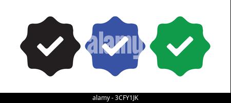 Set di simboli di selezione di conferma multicolore Illustrazione Vettoriale