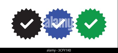 Set di simboli di selezione di conferma multicolore Illustrazione Vettoriale