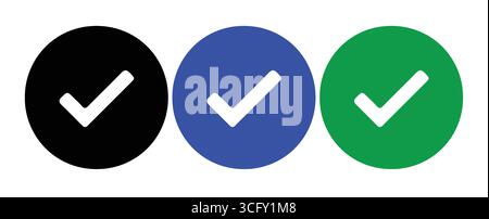 Set di simboli di selezione di conferma multicolore Illustrazione Vettoriale