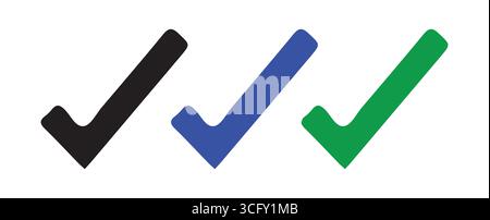 Icone delle caselle di controllo semplici in vari colori per l'illustrazione vettoriale dell'interfaccia utente Illustrazione Vettoriale