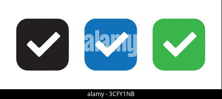 Icone delle caselle di controllo semplici in vari colori per l'illustrazione vettoriale dell'interfaccia utente Illustrazione Vettoriale