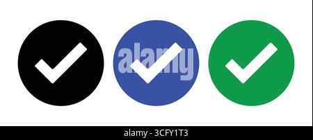 Set di icone verificate con indicatori di controllo colorati Illustrazione Vettoriale