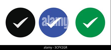Set di simboli di selezione di conferma multicolore Illustrazione Vettoriale