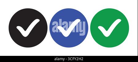 Set di simboli di selezione di conferma multicolore Illustrazione Vettoriale