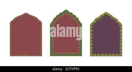 Set vettoriale di cornici decorative per celebrazioni musulmane e indù Illustrazione Vettoriale