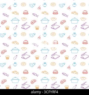 Disposizione dei piatti senza cuciture con piatti gustosi Illustrazione Vettoriale