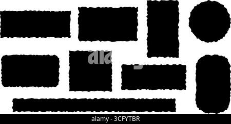 Set di forme geometriche frastagliate con rettangoli e cerchi isolati su sfondo trasparente. Illustrazione vettoriale in formato piatto. Illustrazione Vettoriale