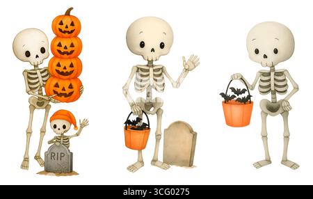 Cute Halloween Pack - Set Clipart Kawaii Spooky Foto Stock