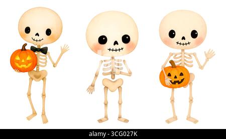 Cute Halloween Pack - Set Clipart Kawaii Spooky Foto Stock