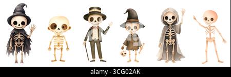 Cute Halloween Pack - Set Clipart Kawaii Spooky Foto Stock