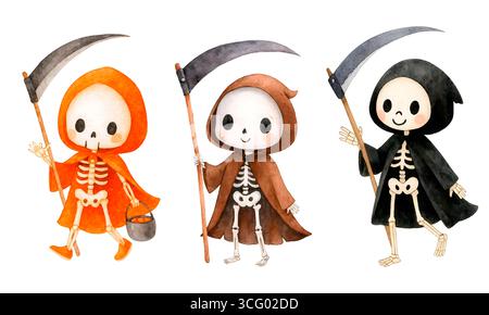 Cute Halloween Pack - Set Clipart Kawaii Spooky Foto Stock
