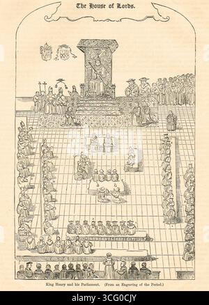 Il Parlamento di re Enrico VIII, la casa dei signori dell'epoca Tudor Foto Stock