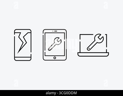 Set di progettazione icona dispositivo - telefono cellulare, tablet e computer Illustrazione Vettoriale