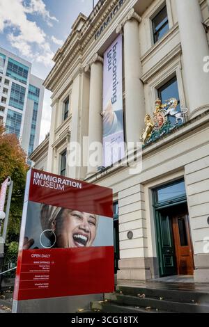 Ingresso al Museo dell'immigrazione di Melbourne, Australia. Foto Stock
