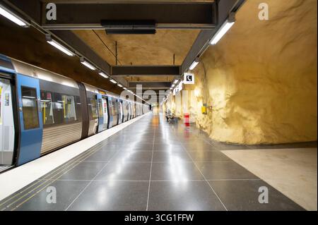 Madrid, Spagna. 22 agosto 2025. Vista delle splendide stazioni della metropolitana di Stoccolma, 25 agosto 2025 Svezia (foto di Oscar Gonzalez/Sipa USA) credito: SIPA USA/Alamy Live News Foto Stock