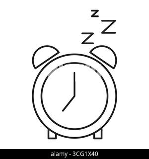 Icona sveglia. Simbolo del tempo di riposo. Semplice illustrazione dell'orologio. Disegno di oggetti vettoriali. Illustrazione Vettoriale