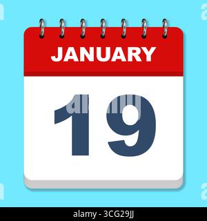 icona calendario di gennaio su sfondo blu Foto Stock