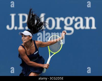 Queens, Stati Uniti. 25 agosto 2025. Queens, New York. 25 agosto 2025: Priscilla Hon (AUS) durante gli US Open 2025. Crediti: Corleve/Alamy Live News Foto Stock