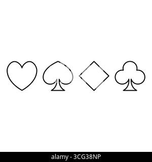 simbolo dell'icona della linea vettore del contorno della carta da gioco Illustrazione Vettoriale