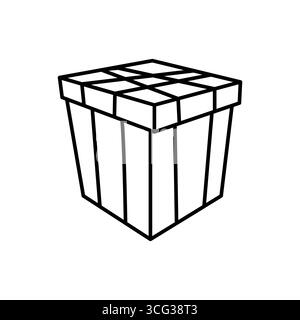 confezione regalo semplice, presentata in una prospettiva isometrica. il design utilizza contorni sottili e rappresenta regali, festività e festeggiamenti Illustrazione Vettoriale