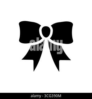 semplice arco a nastro, raffigurato come una silhouette nera solida. questa icona minimalista rappresenta regali, decorazioni, festeggiamenti e femminilità Illustrazione Vettoriale