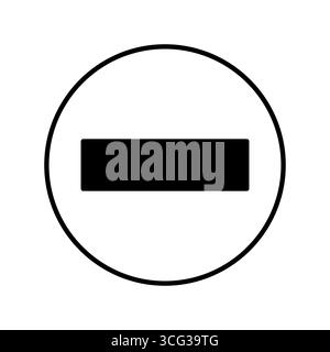 segno meno nell'icona del vettore del cerchio. illustrazione vettoriale di un segno meno solido all'interno di un cerchio. il design minimalista rappresenta la sottrazione, un segnale di stop Illustrazione Vettoriale