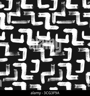 Motivo geometrico vettoriale senza cuciture con trama irregolare e striscio di lana casuale. Stile collage vintage retrò, ideale per un labirinto pop disegnato a mano Illustrazione Vettoriale