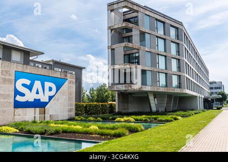 Walldorf, BW, Germania, 01.06.2025: Costruzione della società globale di software SAP se presso la sede centrale di Walldorf, Germania Foto Stock