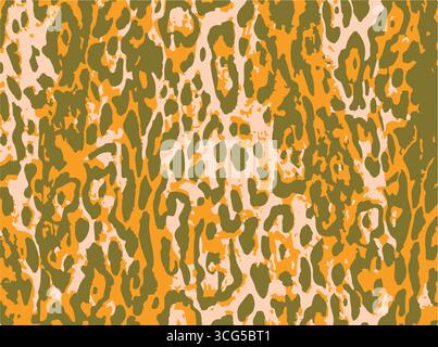 Stampa leopardata. Ripetizione continua vettoriale. Sfondo pelle animale con macchie nere e marroni sullo sfondo beige. Texture astratta esotica per safari. Jaguar, l Illustrazione Vettoriale