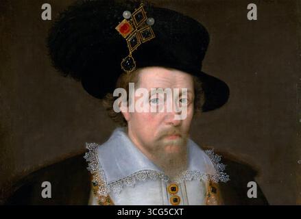 GIACOMO vi e i (1566-1625) di John de Critz il Vecchio nel 1604 (dettaglio) Foto Stock
