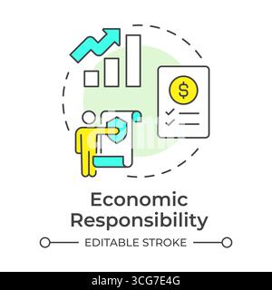 Icona del concetto di responsabilità economica multicolore Illustrazione Vettoriale