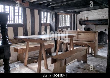 Interni della casa di Mary Arden. Wilmcote, Stratford Upon Avon, Warwickshire, Inghilterra, Regno Unito Foto Stock