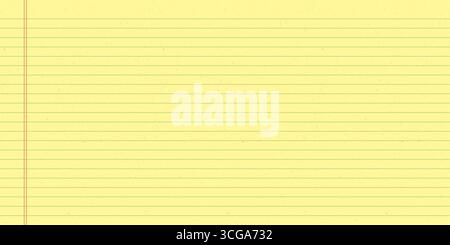 Tampone legale giallo con linee orizzontali e spazio vuoto per la scrittura. Foglio foderato per notebook con classico design a righe scolastiche Illustrazione Vettoriale