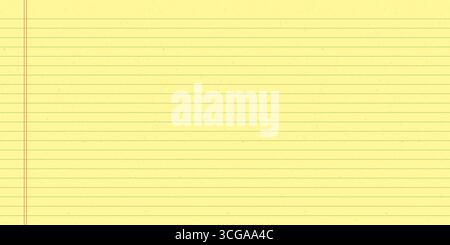 Tampone legale giallo con linee orizzontali e spazio vuoto per la scrittura. Foglio foderato per notebook con classico design a righe scolastiche Illustrazione Vettoriale