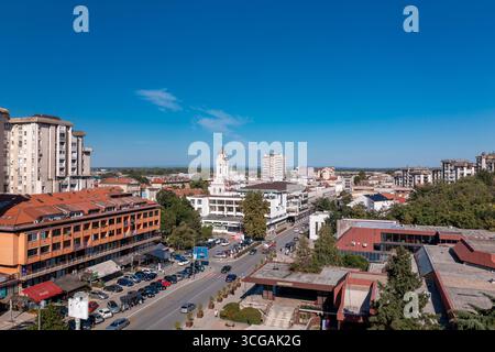 Smederevo - Vista aerea panoramica del centro della città serba Foto Stock
