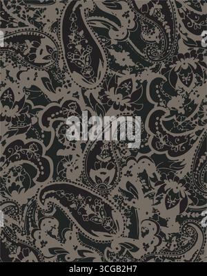 Bordo ricamato con motivo floreale boho paisley Ikat. Etnico ikat floreale motivo etnico indiano motivo Ikat motivo etnico confine floreale azteco ricamato Illustrazione Vettoriale