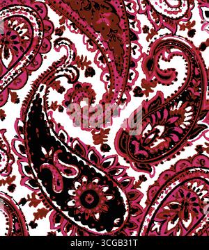 Bordo ricamato con motivo floreale boho paisley Ikat. Etnico ikat floreale motivo etnico indiano motivo Ikat motivo etnico confine floreale azteco ricamato Illustrazione Vettoriale