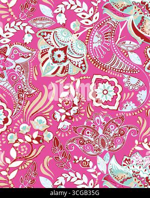 Bordo ricamato con motivo floreale boho paisley Ikat. Etnico ikat floreale motivo etnico indiano motivo Ikat motivo etnico confine floreale azteco ricamato Illustrazione Vettoriale