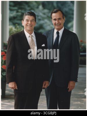 Ritratto ufficiale del Presidente Reagan e Bush Vicepresidente Foto Stock