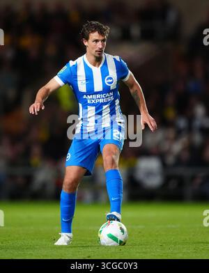 Olivier Boscagli di Brighton e Hove Albion durante la partita del secondo turno della Carabao Cup all'Hill Kassam Stadium di Oxford. Data foto: Mercoledì 27 agosto 2025. Foto Stock
