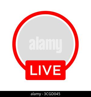 moderna cornice vettoriale per lo streaming in diretta con il cerchio rosso Illustrazione Vettoriale