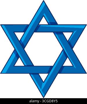 Stella blu geometrica di David con triangoli incastrati, linee pulite, stile vettoriale piatto Illustrazione Vettoriale