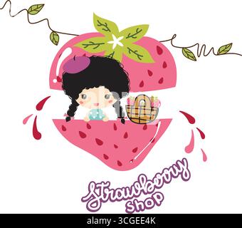 carina ragazza vettore di cartoni animati Illustrazione Vettoriale