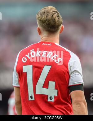 Londra, Regno Unito. 23 agosto 2025. Arsenal contro Leeds United - Premier League - Emirates Stadium - Londra. Viktor Gyokeres in azione. Crediti immagine: Mark Pain / Alamy Live News Foto Stock