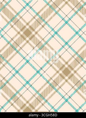 Motivo a quadri senza cuciture, marrone, crema, adatto per disegnare abiti come gonne e pantaloni per aggiungere un look chic e accattivante al tuo outfit, Vector i. Illustrazione Vettoriale