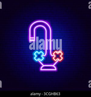 Cartello del rubinetto della cucina Neon Illustrazione Vettoriale