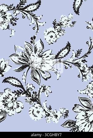 Tradizionale confine Paisley. Stampa Paisley ornamentale per Textile Design Illustrazione Vettoriale