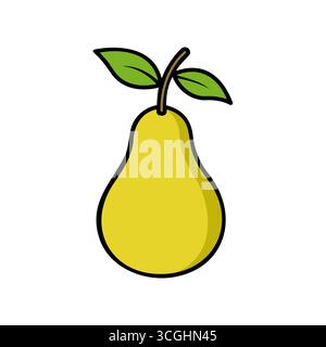 Pera colorata. Icona a pera isolata su sfondo bianco. Illustrazione Vettoriale